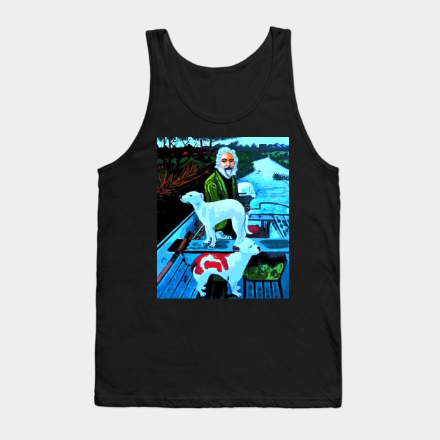 old man on boat with dogs Tank Top by oryan80